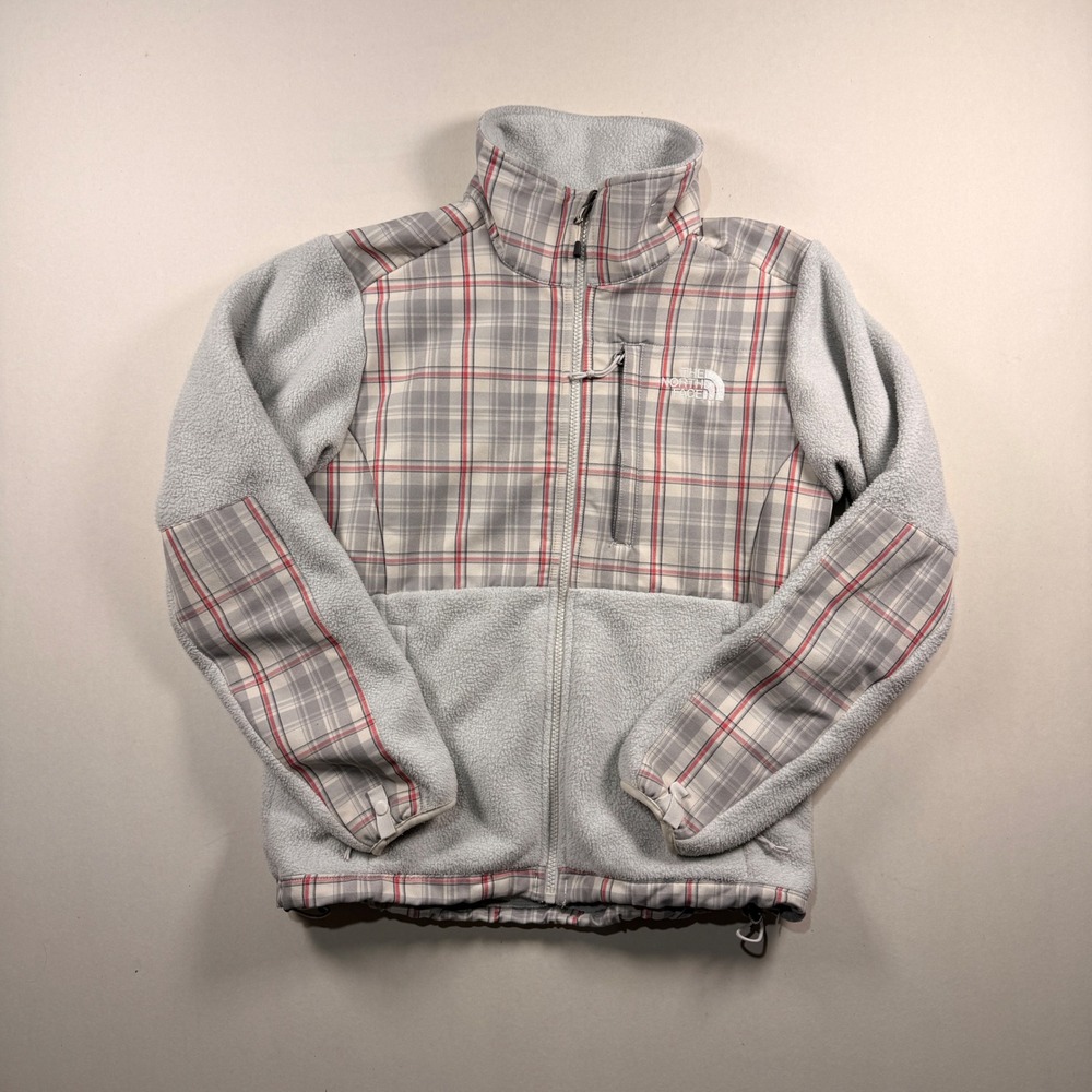 Y2K The North Face Denali Jacket S Grey Plaid Excellent Fleece Full Zip